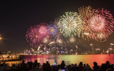 Australia Day Skyshow from the South Perth Foreshore. Photo by Michael Wilson, The West Australian.