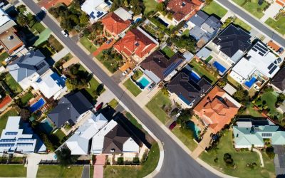 Aerial view of Perth residential homes.